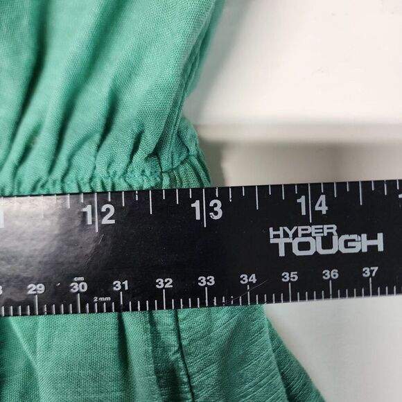 Knox Rose Boho Embroidered Dress Women XS Green Off Shoulder Cotton Viscose - Picture 7 of 8